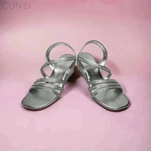 Womens Silver Glitter Wedges